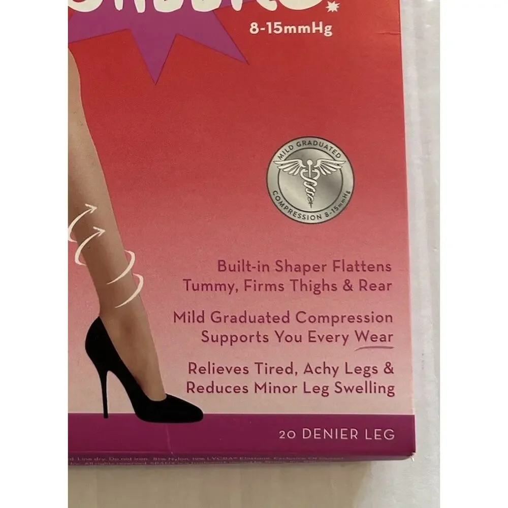 NEW‎ Spanx Remarkable Relief Compression Sheers 20 Denier Black/brown S7 Sz C